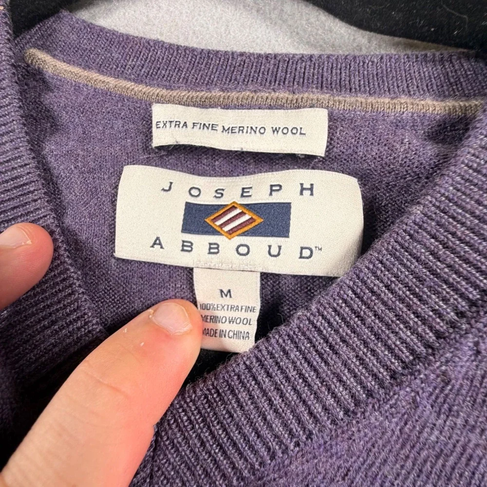 Banana Republic Men M Purple Merino Wool Crewneck Sweater Long Sleeve Preppy